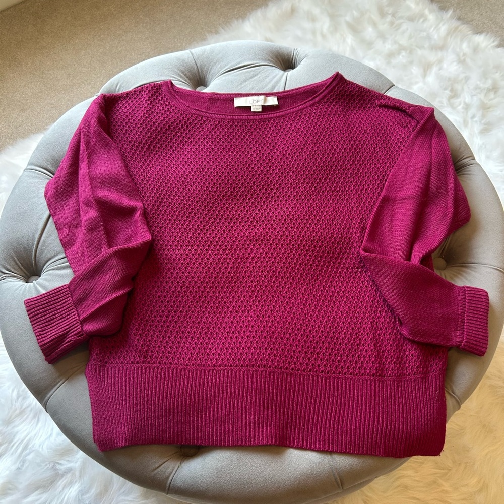 LOFT Fuchsia Crew Neck Sweater